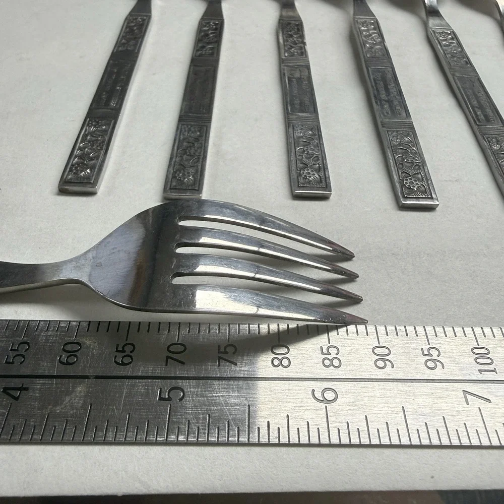 Vtg Dalmatia by Present 7 Salad/Dessert Forks Soup Spoon Japan Floral Flatware